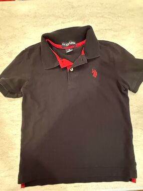 U.S. Polo Assn. Black Polo with Red Accents